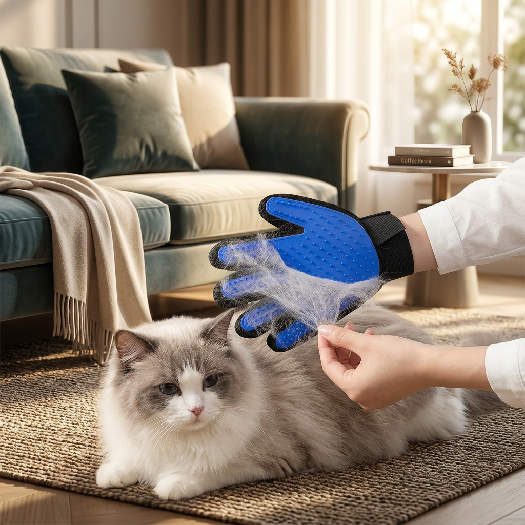 Pet Grooming Glove – Gentle Deshedding & Hair Removal Brush for Cats & Dogs