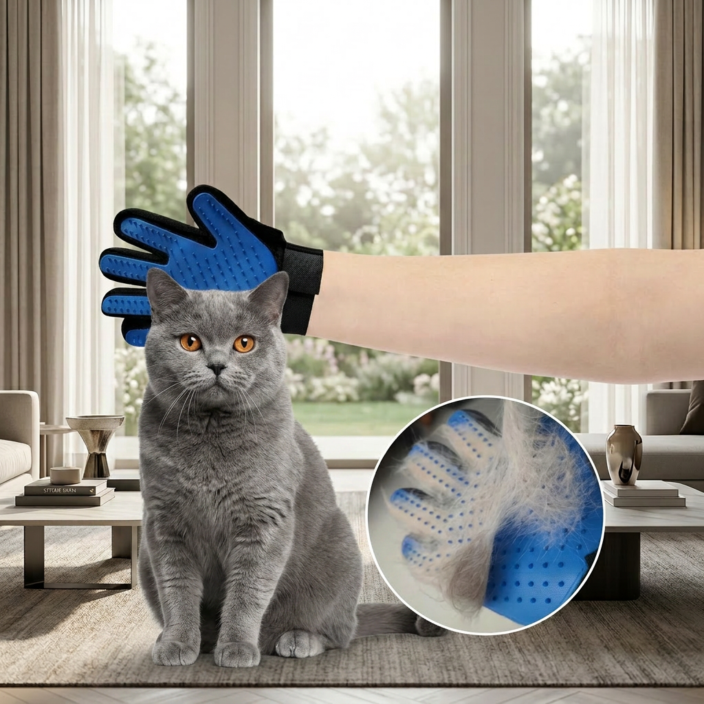 Pet Grooming Glove – Gentle Deshedding & Hair Removal Brush for Cats & Dogs