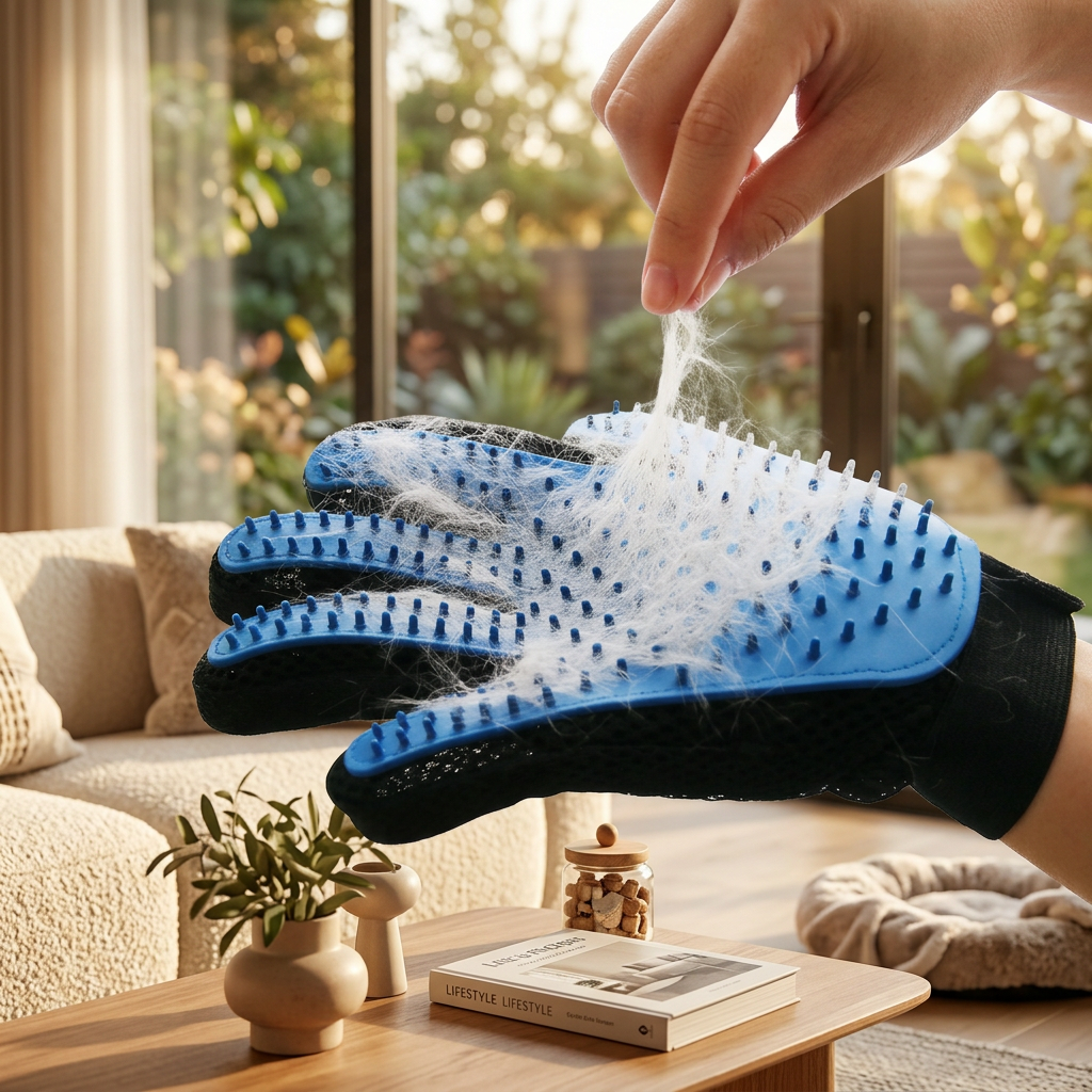 Pet Grooming Glove – Gentle Deshedding & Hair Removal Brush for Cats & Dogs