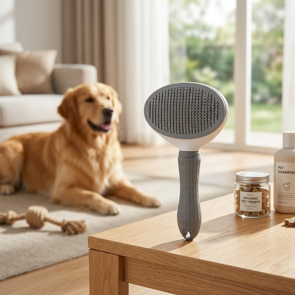 Self-Cleaning Pet Brush for Cats & Dogs – Deshedding Grooming Comb