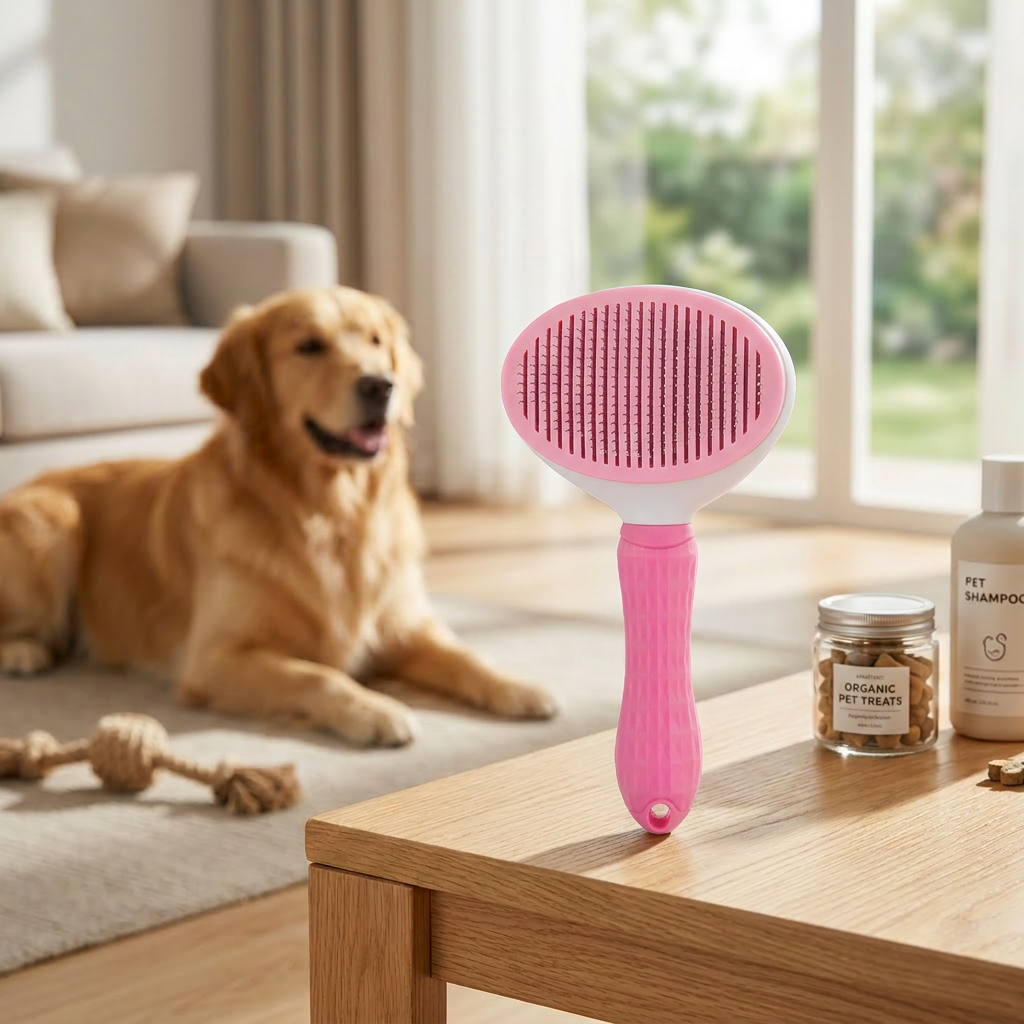 Self-Cleaning Pet Brush for Cats & Dogs – Deshedding Grooming Comb
