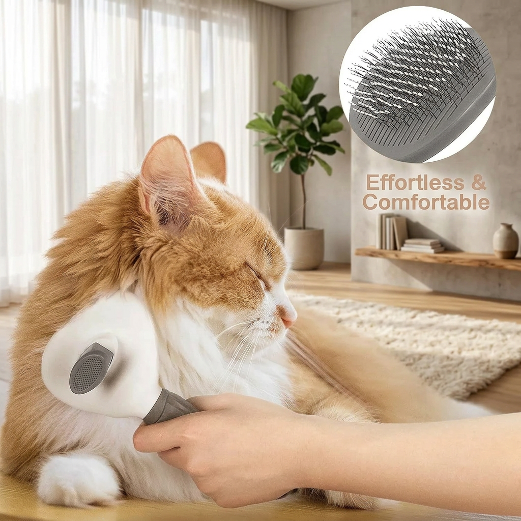 Self-Cleaning Pet Brush for Cats & Dogs – Deshedding Grooming Comb