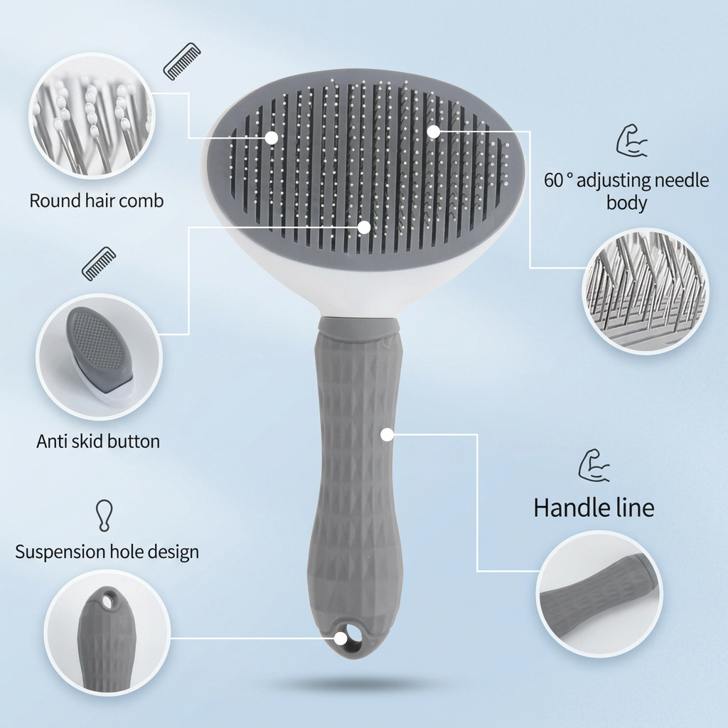 Self-Cleaning Pet Brush for Cats & Dogs – Deshedding Grooming Comb