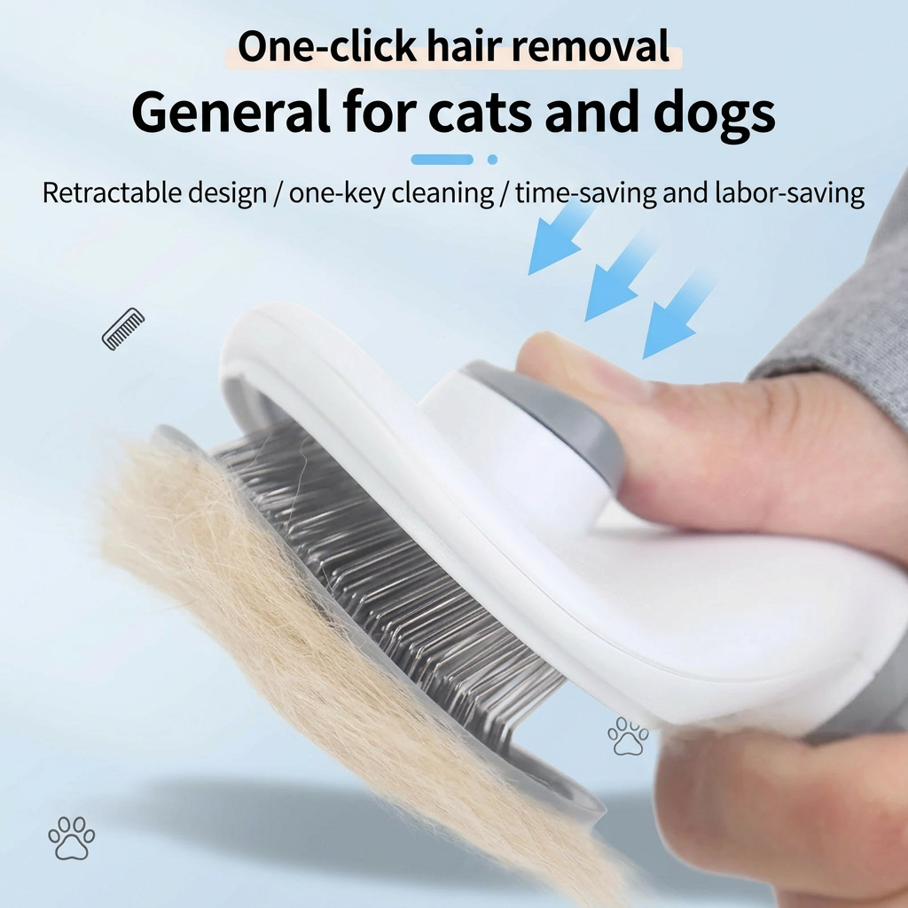 Self-Cleaning Pet Brush for Cats & Dogs – Deshedding Grooming Comb