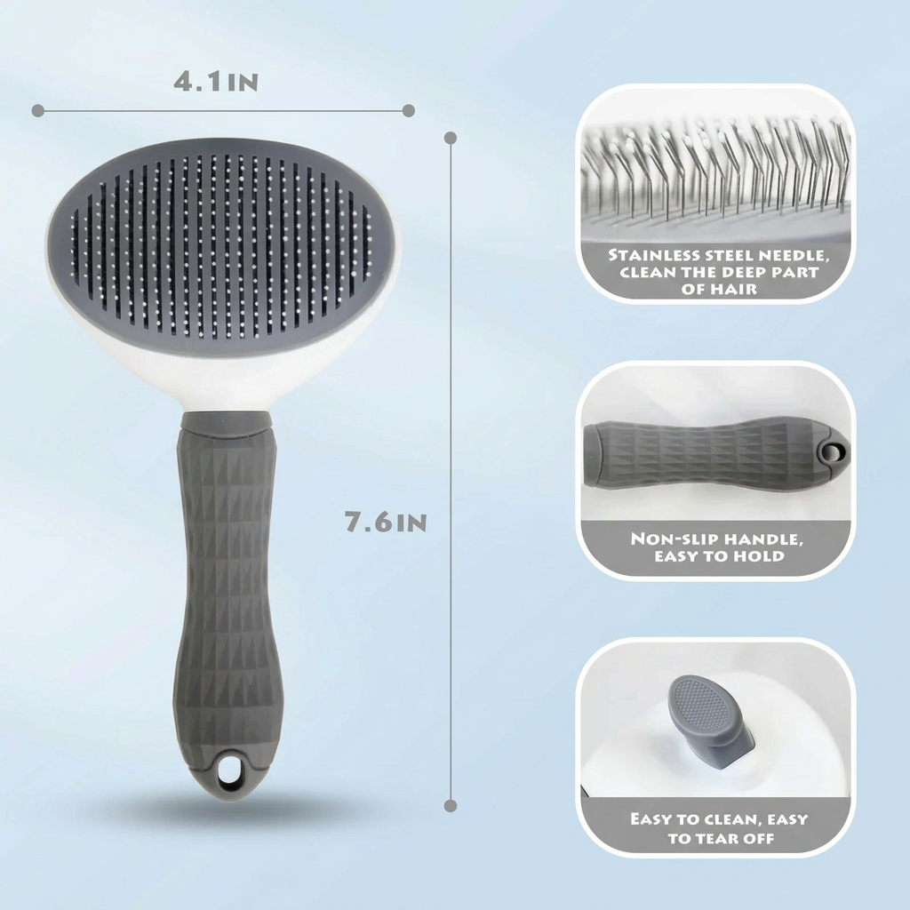 Self-Cleaning Pet Brush for Cats & Dogs – Deshedding Grooming Comb
