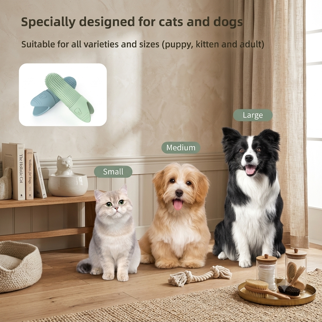 360° Silicone Finger Toothbrush for Dogs & Cats