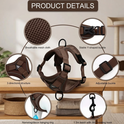 Adjustable Cat Harness and Leash Set – Reflective Escape-Proof Vest for Small to Large Cats