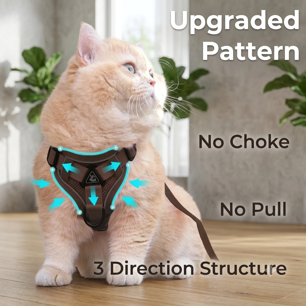 Adjustable Cat Harness and Leash Set – Reflective Escape-Proof Vest for Small to Large Cats