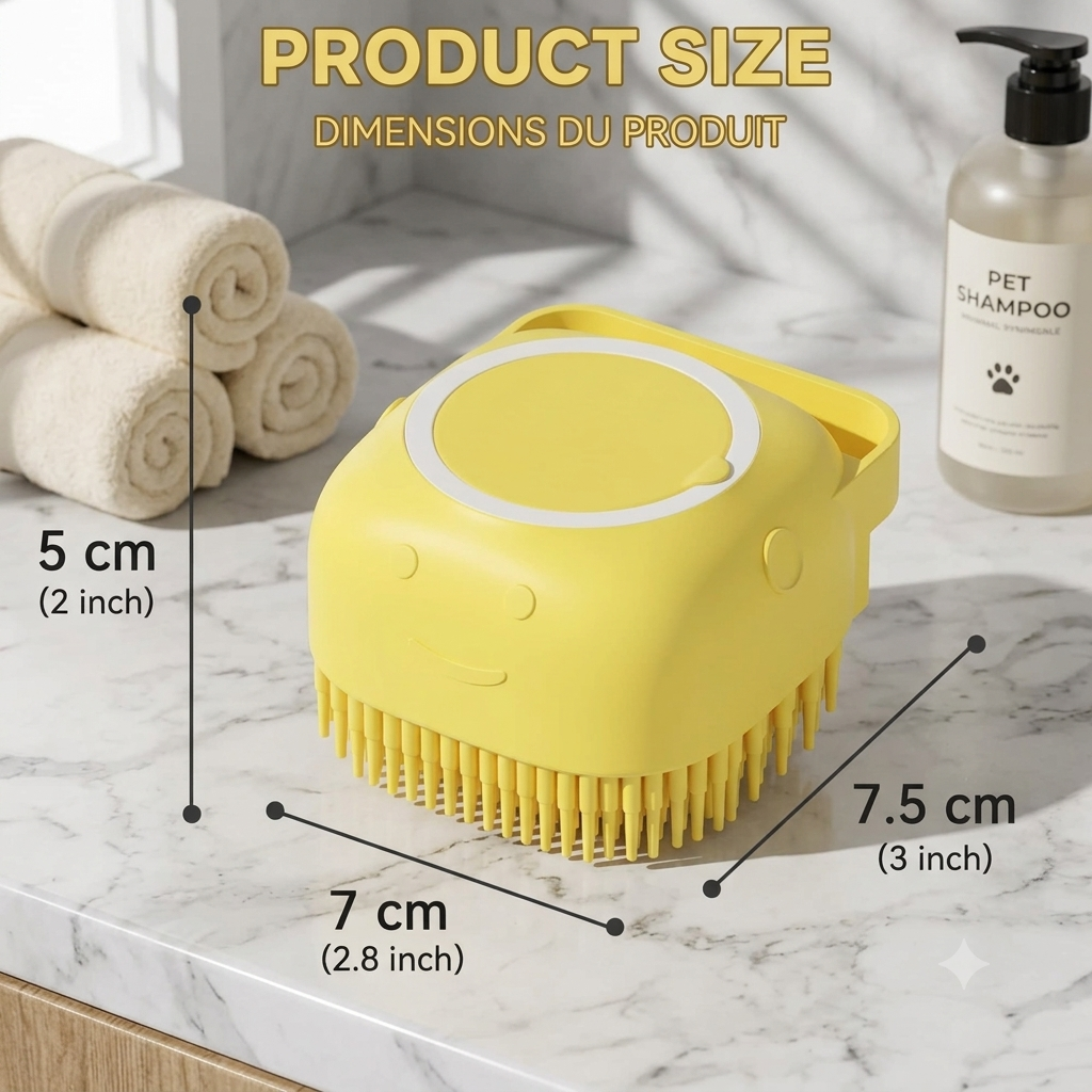 2-in-1 Pet Bath Brush & Shampoo Dispenser – Soft Silicone Massage Brush for Dogs & Cats