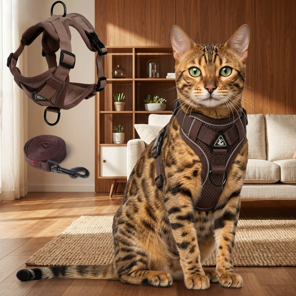 Adjustable Cat Harness and Leash Set – Reflective Escape-Proof Vest for Small to Large Cats